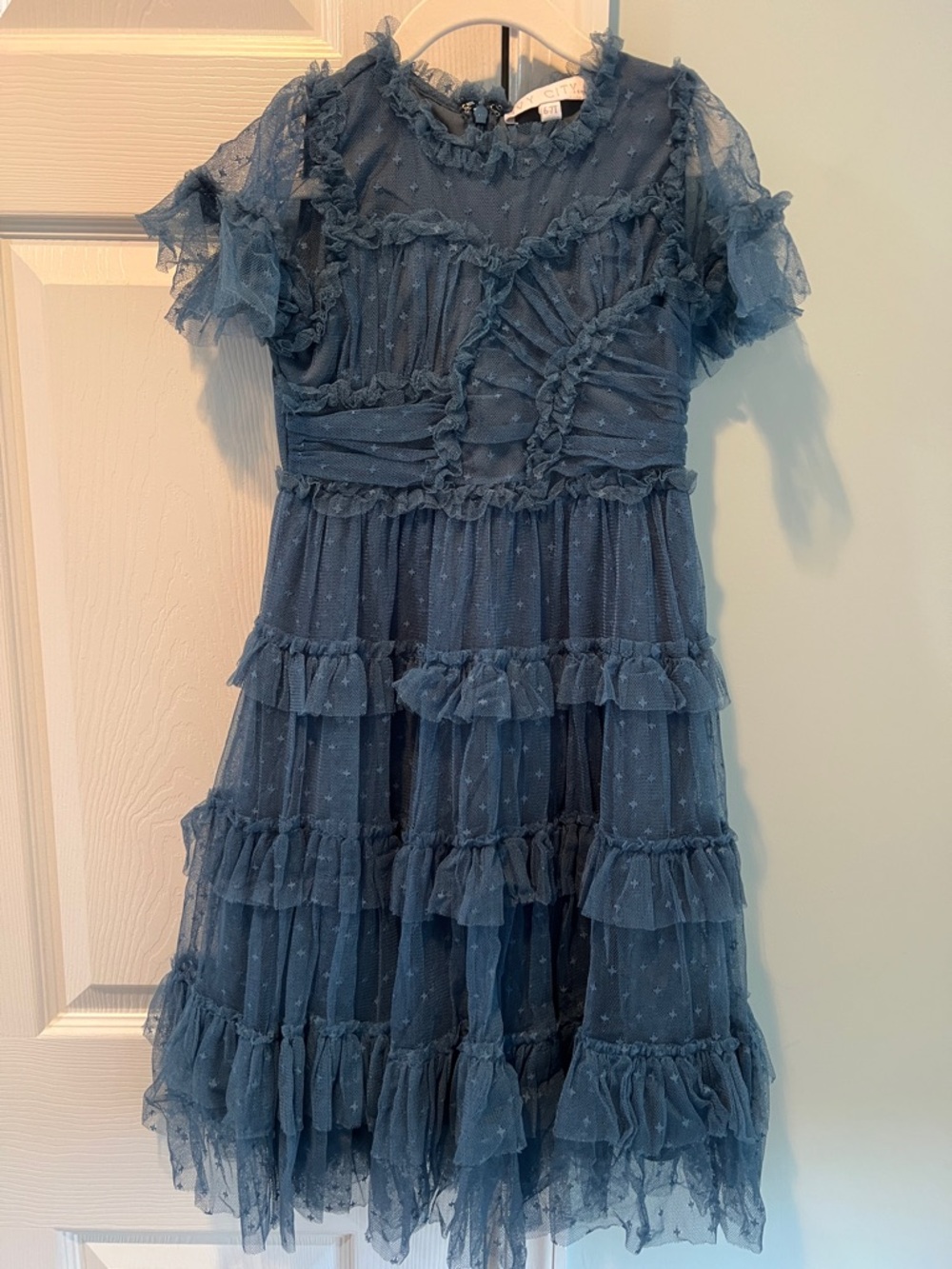 Ivy City Co Blue Ruffle Tulle Dress